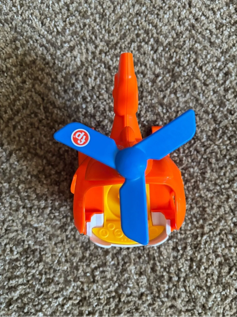Fisher Price Little People Orange Helicopter with Blue Rotor